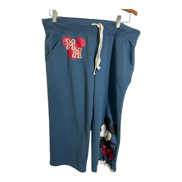 Disney Mickey Mouse womens Capri sweats drawstring waist. Blue. Size Large - Picture 1 of 11